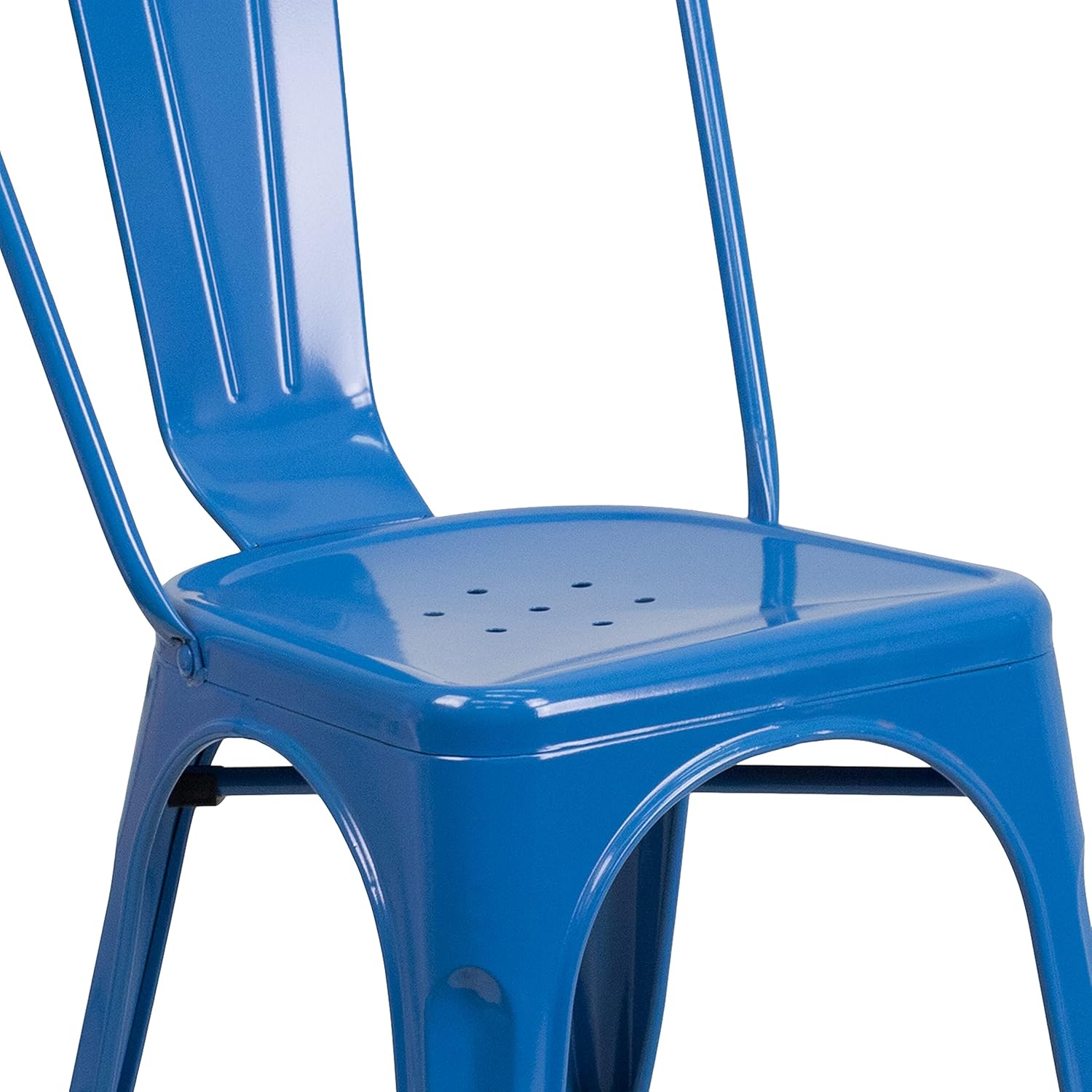 Flash Furniture Commercial Grade Blue Metal Indoor-Outdoor Stackable Chair : Furniture & Decor