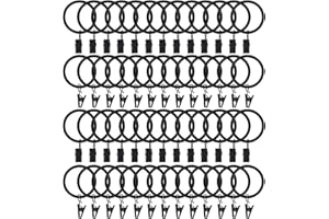 LANSIAN 100Pack Curtain Rings with Clips Hooks, Rustproof Metal Stainless Steel Drapery Rings, 1.5in Interior Diameter Curtain Hangers Clips, Fits Diameter 1.2 in Rod, Vintage Black