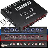 Autotek ATEQ709 4-Band Audio Equalizer with Built-in 2-Way Crossover, 9 Volts, 1/2 DIN, re-amp EQ with Front/Rear Active Crossover, and Selectable 12dB high-Pass Crossover,Black