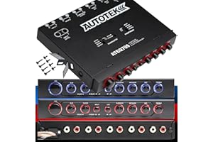 Autotek ATEQ709 4-Band Audio Equalizer with Built-in 2-Way Crossover, 9 Volts, 1/2 DIN, re-amp EQ with Front/Rear Active Crossover, and Selectable 12dB high-Pass Crossover,Black