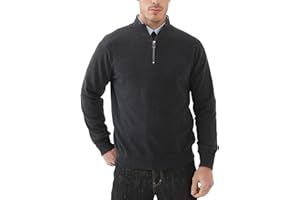 KALLSPIN Men’s 100% Cotton Quarter Zip Sweater Pullover Mock Neck Long Sleeve Casual Business Knitwear