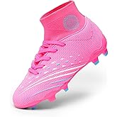 DREAM PAIRS Boys Girls Football Cleats Youth Firm Groud Outdoor Trainning Athletic Sport High Top Soccer Shoes for Little/Big Kid