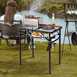 REDCAMP Folding BBQ Table 60x40cm 3-Height Aluminum Portable Stand Black view 2