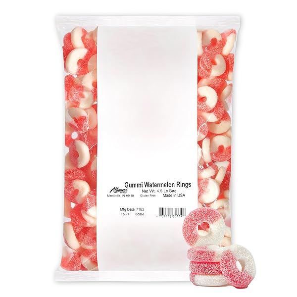 ALBANESE WORLD’S BEST GUMMI WATERMELON RINGS | 4.5LBS OF CANDY | GLUTEN FREE, FAT FREE, SOFT AND CHEWY GUMMY RINGS | PERFECT FOR PARTIES, BAKING WITH KIDS, AND ON THE GO SNACKING