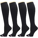 Dr. Motion 4 Pairs Therapeutic Graduated Compression Women's Knee-hi Socks