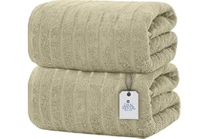 DAN RIVER Bath Sheets Set of 2 – 550 GSM Ultra Super Soft Sheets with Speed Breaker Design – 100% Cotton Large Bath Towels for Bathroom, Home, Hotel, Spa – 35”x70” in Beige