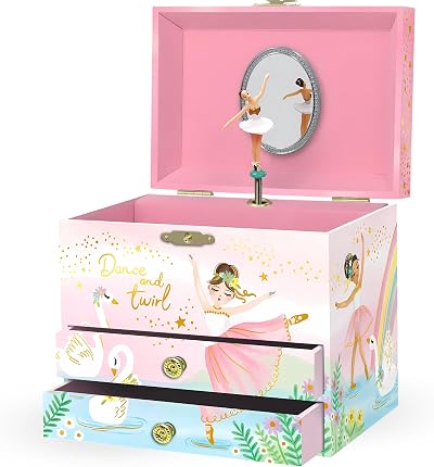 Giggle & Honey Musical Ballerina Jewellery Box Pink for Girls 17.1 x 13.3 x