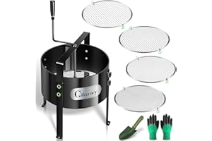 2026 Upgraded Rotary Garden Soil Sifter Compost Sieve, Steel Garden Sieve with 4 Replaceable Fixed Mesh Sizes 3/6/9/12 mm, Sa