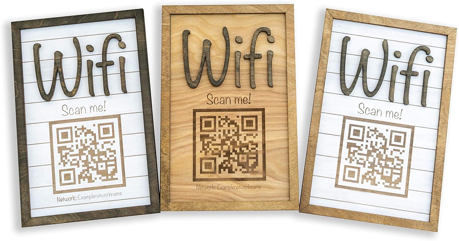 Mixed Media - WiFi Sign | QR Code | Wireless Internet Personalized SSID name and password Sign