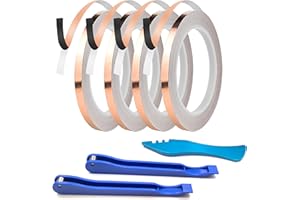 ARTKINGTO 4 Rolls 7/32" Black Backed Copper Foil for Stained Glass, Copper Foil Hand Foiler Kits, with 2 Hand Foiler, 1 Burnisher