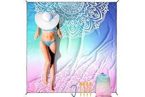 HIHOHO Beach Blanket Waterproof Sandproof Extra Large Beach Mat 79" X 83"/120"x108"for 1-8 Adults Quick Drying Durable Outdoor Picnic Mat for Beach Travel Camping Hiking