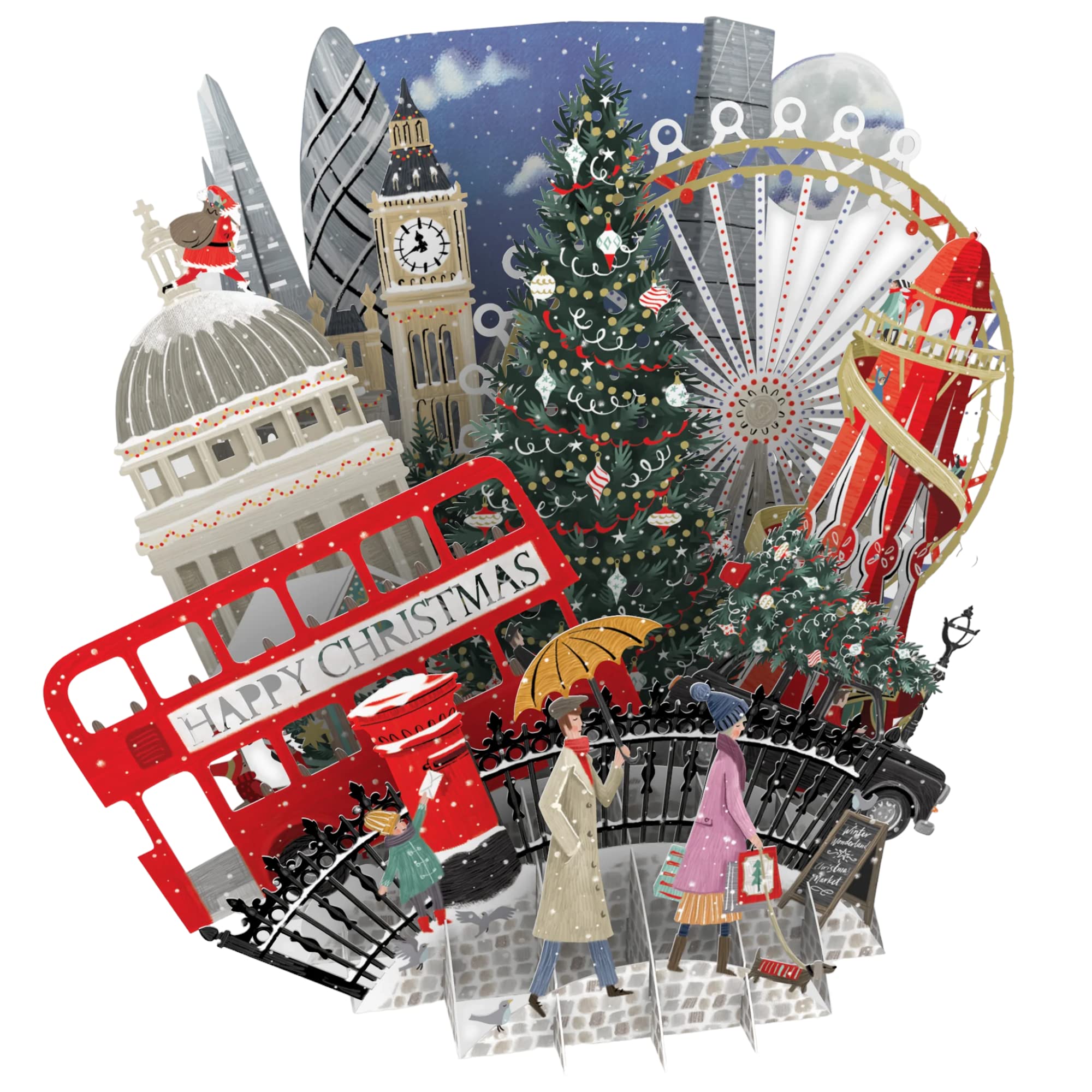 Paper D'Art, Top of the World Christmas Card Range (3D Card - London) XTW028