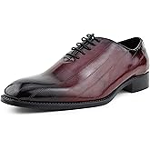 Bolano Brayden - Men's Dress Shoes - Exotic EEL Skin Print, Oxford Lace-Ups, Black Burnished Toe - Exotic Formal Shoes for Men - Original, Designer Shoes