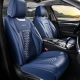 Coverado Car Seat Covers Front Seats, Luxury Leather Seat Covers for Cars, Automotive Car Seat Covers Protector Universal Fit Most Sedans, SUVs, Pick-up Trucks Interior Accessories(Blue)