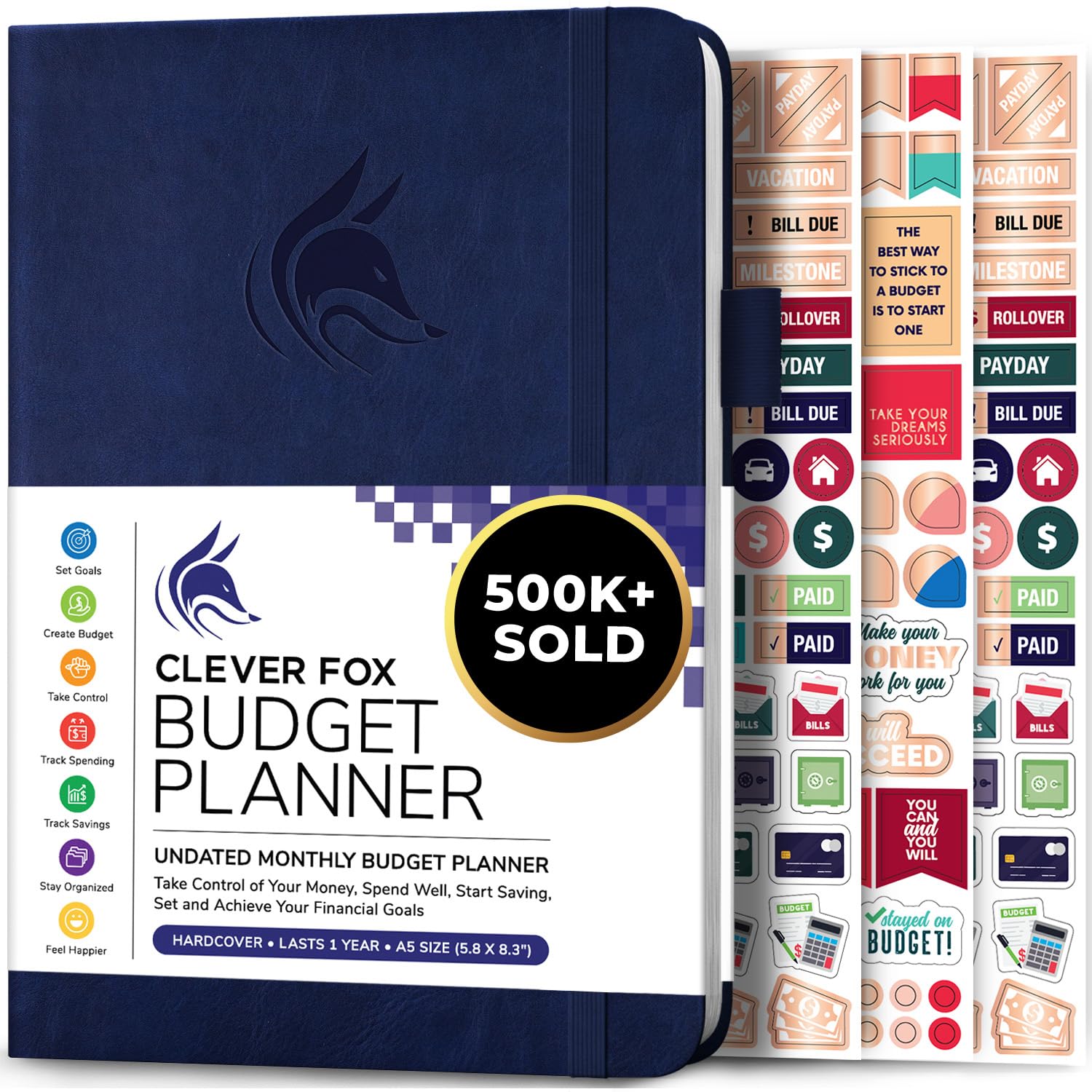 Clever Fox Budget Planner - Expense Tracker Notebook. Monthly Budgeting Organizer, Finance Logbook & Accounts Book, Bill Tracker, A5 (Dark Blue) โ image 1