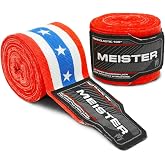 Meister Adult 180" Semi-Elastic Hand Wraps for MMA &amp; Boxing (Pair)