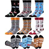 Halfchet 6 Pairs Funny Race Car Socks for Men Novelty Cotton Crew Socks Dirt Track Racing Gifts for Pine Derby Car Racing Fans Birthday Favor Stuffers