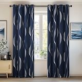 Deconovo Blackout Curtains 52x84 Navy Blue Eyelet Thermal Energy Saving 2 Panels view 1