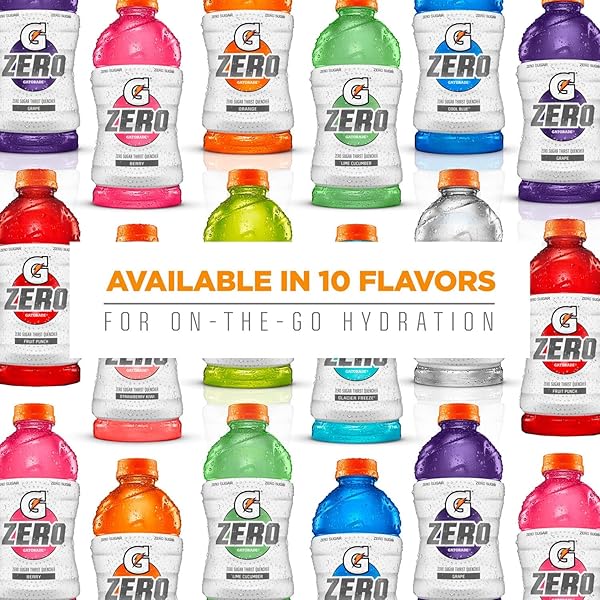 GATORADE G ZERO SPORTS DRINK, GLACIER CHERRY, WATERMELON SPLASH, APPLE BURST VARIETY PACK, 12 FL OZ (PACK OF 18)
