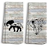 NOQL Elephant Decor Kitchen Towels And Dishcloths Set Of 2, Elephant Bathroom Decor Hand Towels, Gifts For Elephant Lover, Elephant Gift Cloth Hand Towels Tea Towels For Bathroom Kitchen, 16×24 Inches