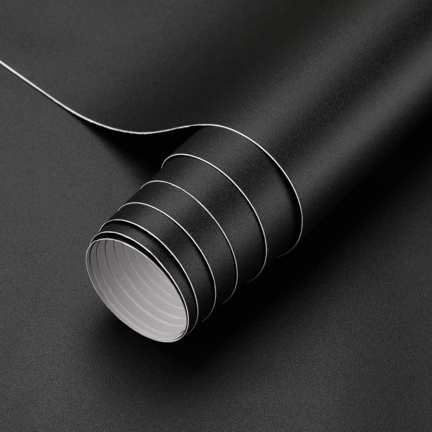 Timeet Self Adhesive Wallpaper Black Sticky Back Plastic Paper Matte Peel and Stick Wallpaper Waterproof Contact Paper Black Vinyl Film for Furniture Wardrobe Shelf Bedroom Livingroom Wall 40x300cm