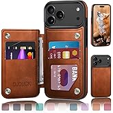 DJDUCK Designed for iPhone 17 Pro Max Case Wallet with Card Holder, [Magnetic Clasp Cover] [RFID Blocking Leather Protection] Shockproof Women Men Cases 6.9 Inch for Apple 17 ProMax Light Brown