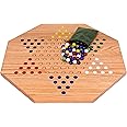 AmishToyBox.com Oak Wooden Chinese Checkers Board Game Set, Hand-Painted, 19" Wide