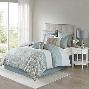 510 Design Shawneel 8 Piece Bedding Comforter Set for Bedroom, King Size, Blue