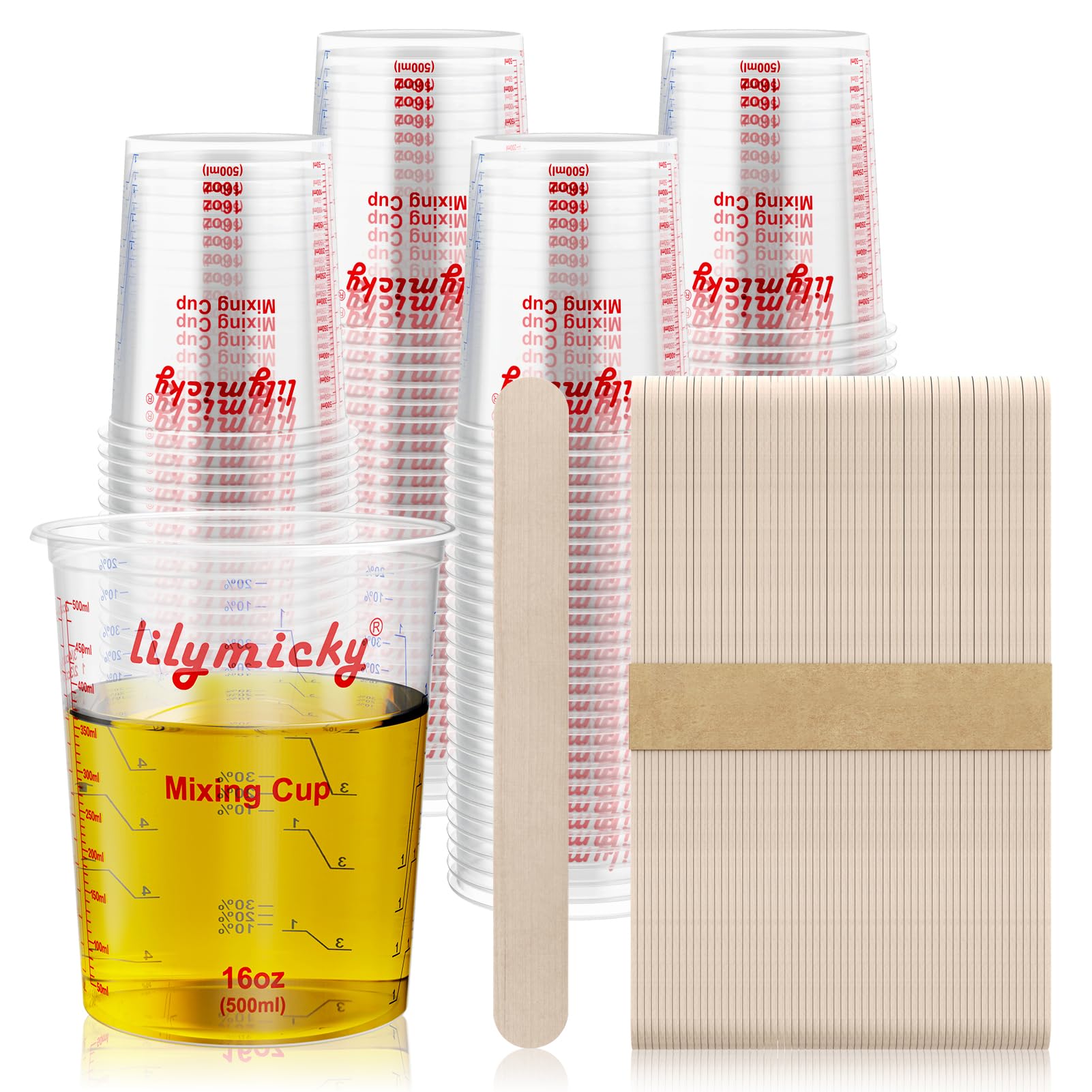 Photo 1 of 16 oz Plastic Mixing Cups 16 oz (500ml) Disposable Measuring Cups 