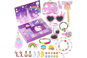 CUUPA Advent Calendar 2023 for Girls- Christmas Countdown Calendar - Reusable 24 Days Xmas Count Down Gifts for kids Toddlers - Including Hair Accessories, Jewelry, Glasses, Bracelets, Coin Purse