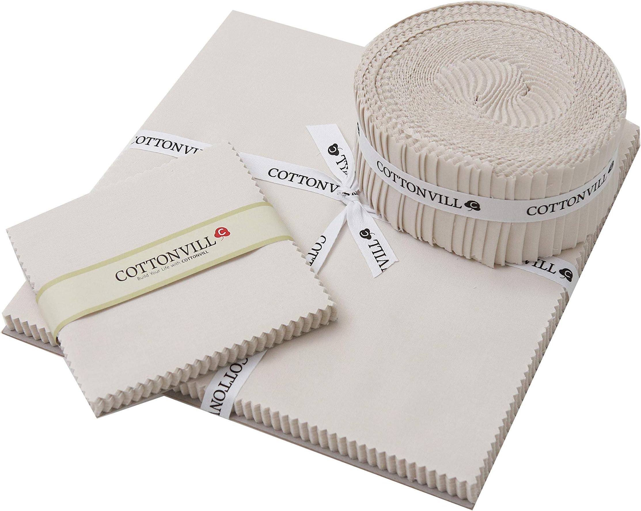 COTTONVILL 20COUNT Cotton Solid Quilting Fabric (2.5inch Strip, 04-Light Gray)