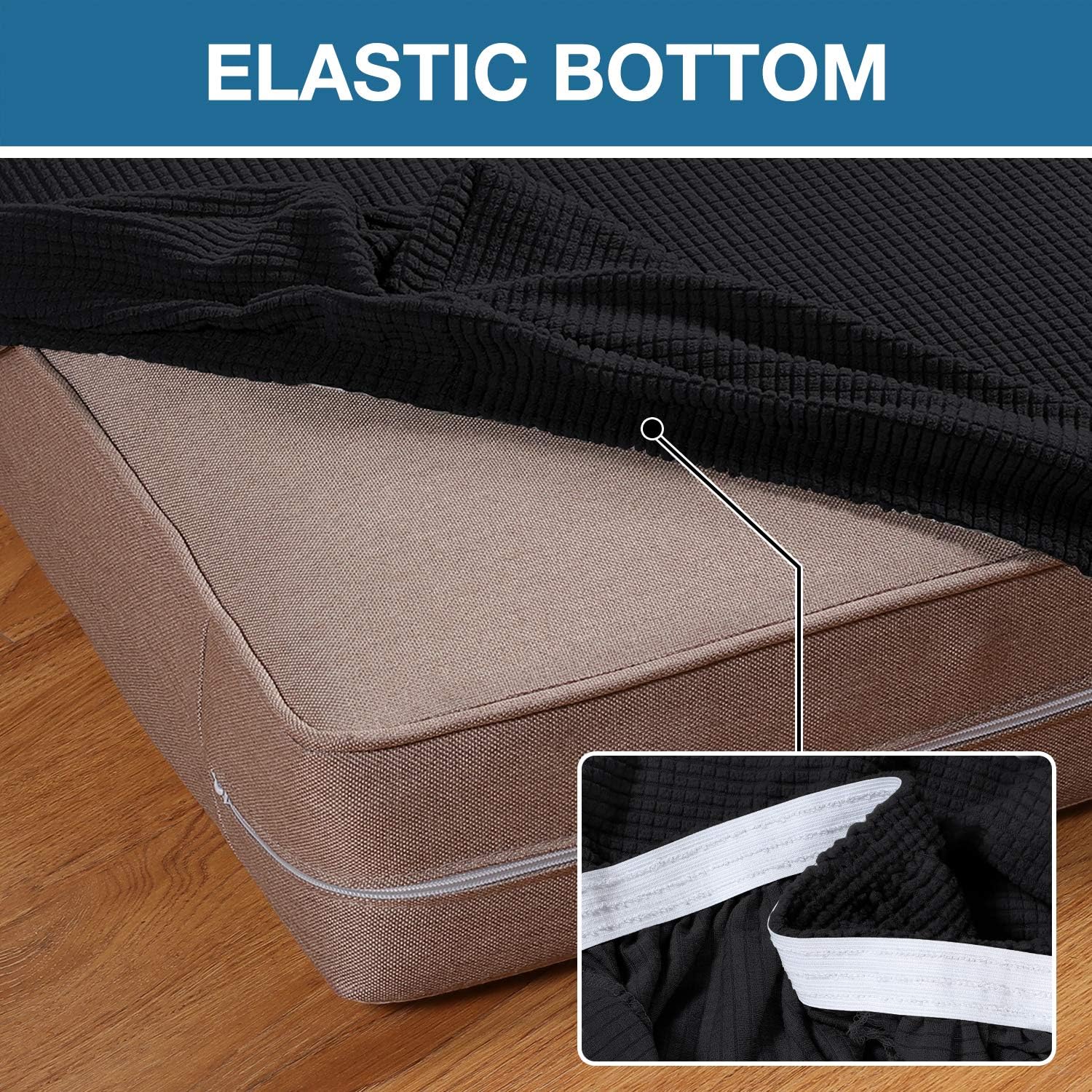 BellaHills Stretch Sofa Seat Cushion Cover Sofa Couch Cushion Furniture Protector Sofa Slipcover with Elastic Bottom Spandex Jacquard Fabric Small Checks(3 Pieces - Image 4