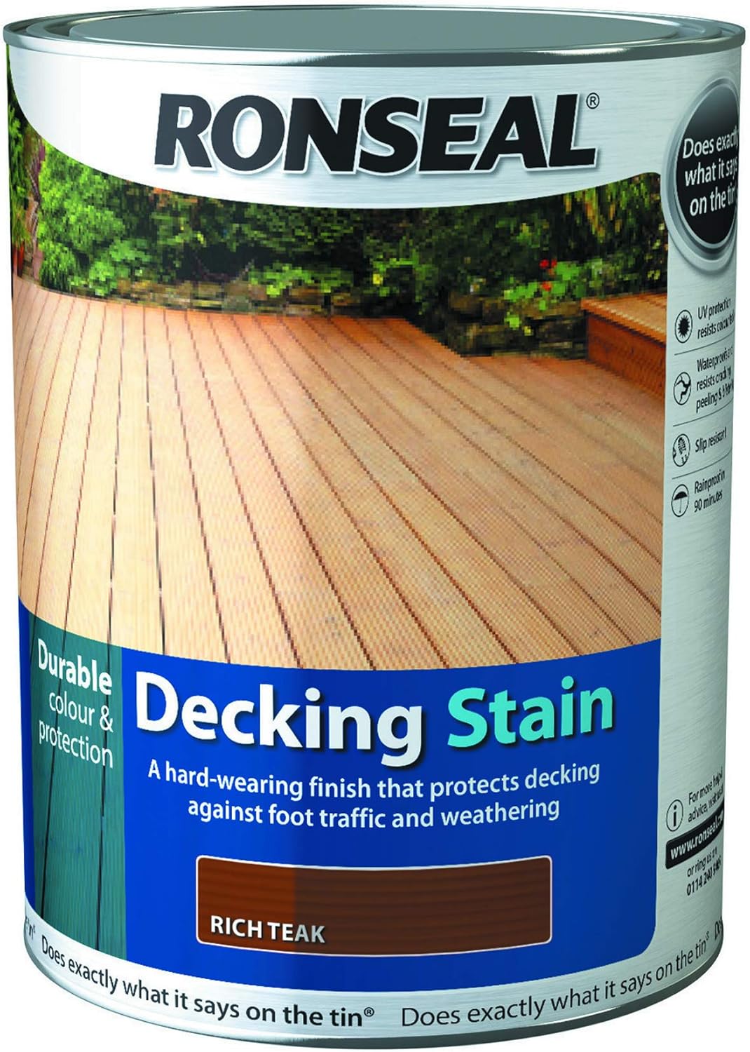 Ronseal Decking Stain Rich Teak 5L BigaMart