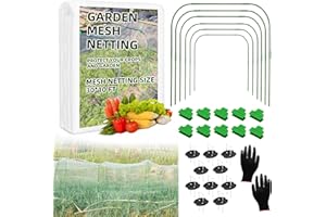 FROIDESENTE Garden Netting Kit, 10X30 Ft Garden Ultra Fine Mesh Net Bird Barrier Protection with Garden Hoops for Protect Garden Vegetables Flowers Shrubs Fruit Trees Indoors & Outdoors Plant Beds Greenhouse