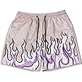 BOOMLEMON Men's Basketball Shorts Casual Workout Athletic Shorts Mesh Flame Graphic Print Running Short Pants