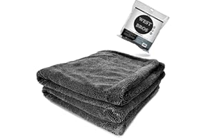 WEST BROS Large Microfiber Car Drying Towel 1300 GSM Double Twist Pile - Premium Auto Wash Towel for Cars Trucks SUV - Super Absorbent Detailing Cleaning Cloth 20x26'' Gray 1-Pack