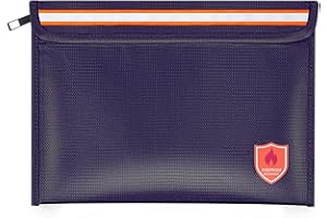 Orikithem Fireproof Document Bag - 2200°F with Heat Insulated,Fireproof Money Bag for Cash with Zipper and Reflective Strip,Waterproof Document Pouch and Fireproof Box for Valuables,Medium Blue