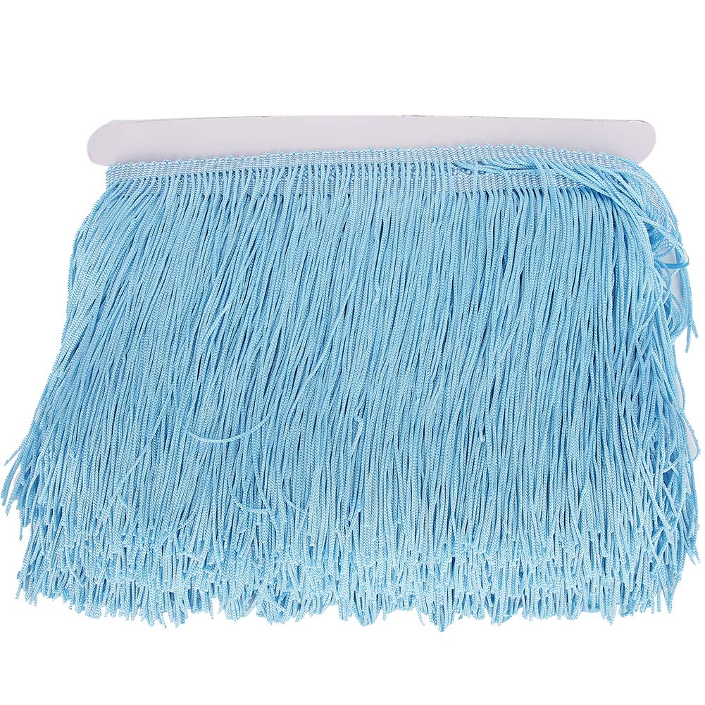 10 Yards Tassels Trim Fringe Lace for Clothes Accessories and Latin Wedding Dress and DIY Lamp Shade Decoration (14cm / 5.5in)(Sky Blue)