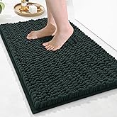 Arotive Luxury Chenille Bathroom Rug Mat, Extra Soft Thick Absorbent Shaggy Bath Rugs, Non-Slip Machine Wash Dry, Plush Bath Mats for Bathroom, Shower and Tub, 24x16, Dark Green