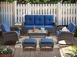 HUMMUH 6-Piece Outdoor Patio Furniture PE Wicker