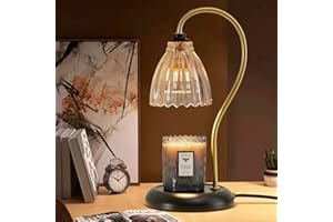 Black Glass Candle Warmer Lamp with 2 Bulbs, Electric Jar Candles Light Melter, Wax Warmers Vintage Lamps Burner, Flameless L