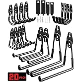 LANDNEOO Garage Hooks, 20-Pack Steel Garage Accessories for Organization and Storage, Heavy Wall Mount Duty Hooks with Anti-Slip Coating for Hanging Ladder, Bike, Power Tools and More Tools, Black