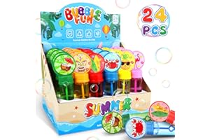 MALHAII 24 Pack Bubble Wands Set 6 Colors Styles, Summer Bubbles Bulk Toy for Kids, Colored Summer Party Favors Hawaiian Pool Beach Toddler Gifts Bubbles for Girls Boys Outdoor Activity