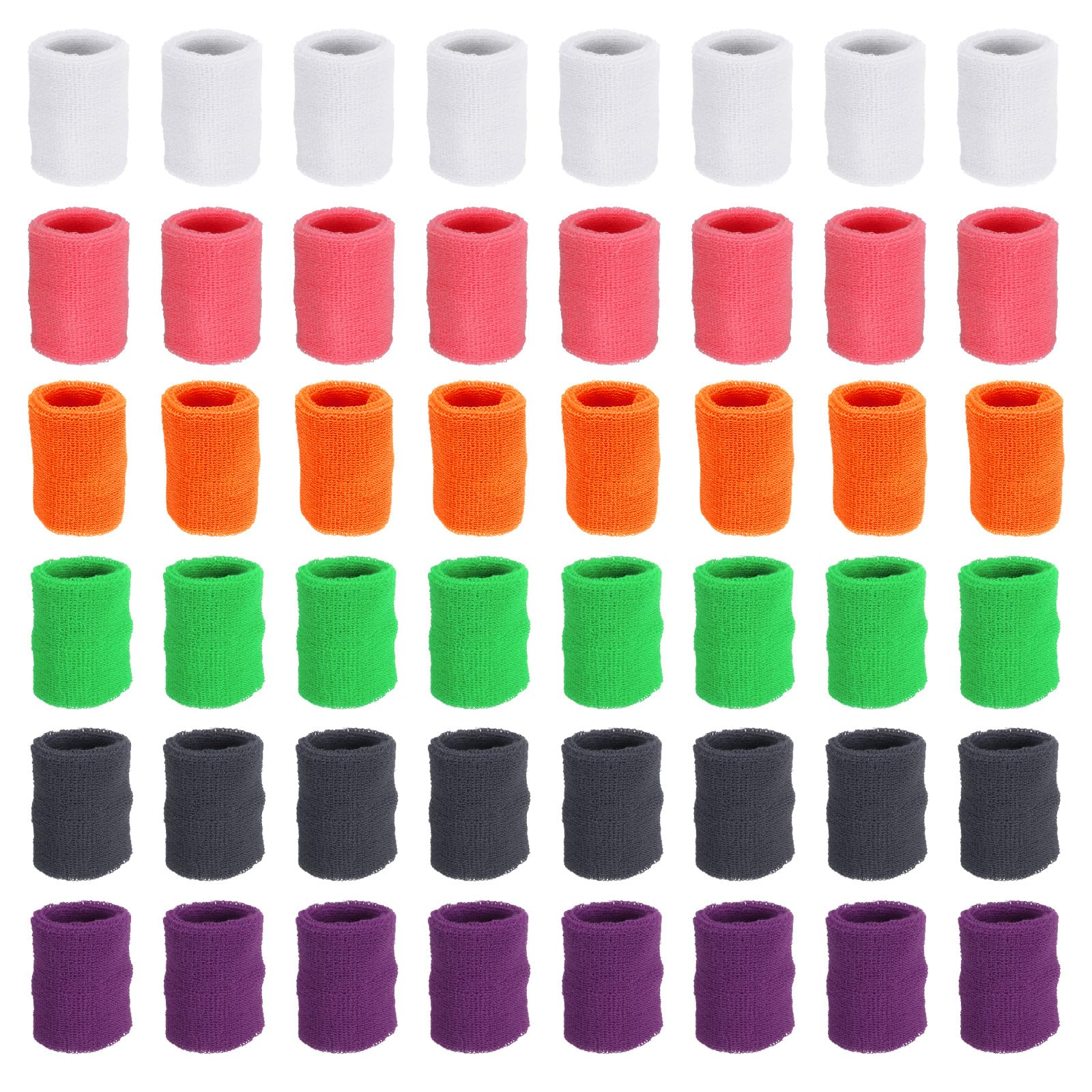 PATIKIL Sports Wristbands, 48 Pack Athletic Cotton Terry Cloth Absorbent Wrist Sweatband for Tennis Basketball Working Out, Multicolor