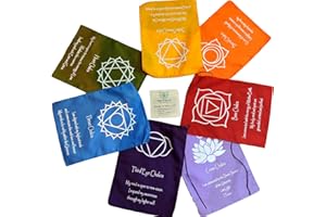 HANDS OF TIBET Large Seven Chakra Prayer Flags Banner Wall Hanging