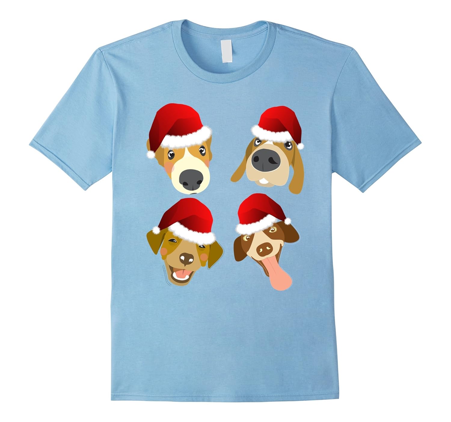 Cute Christmas Dog Shirt for Kids Dogs in Santa Hats T-Shirt-ANZ