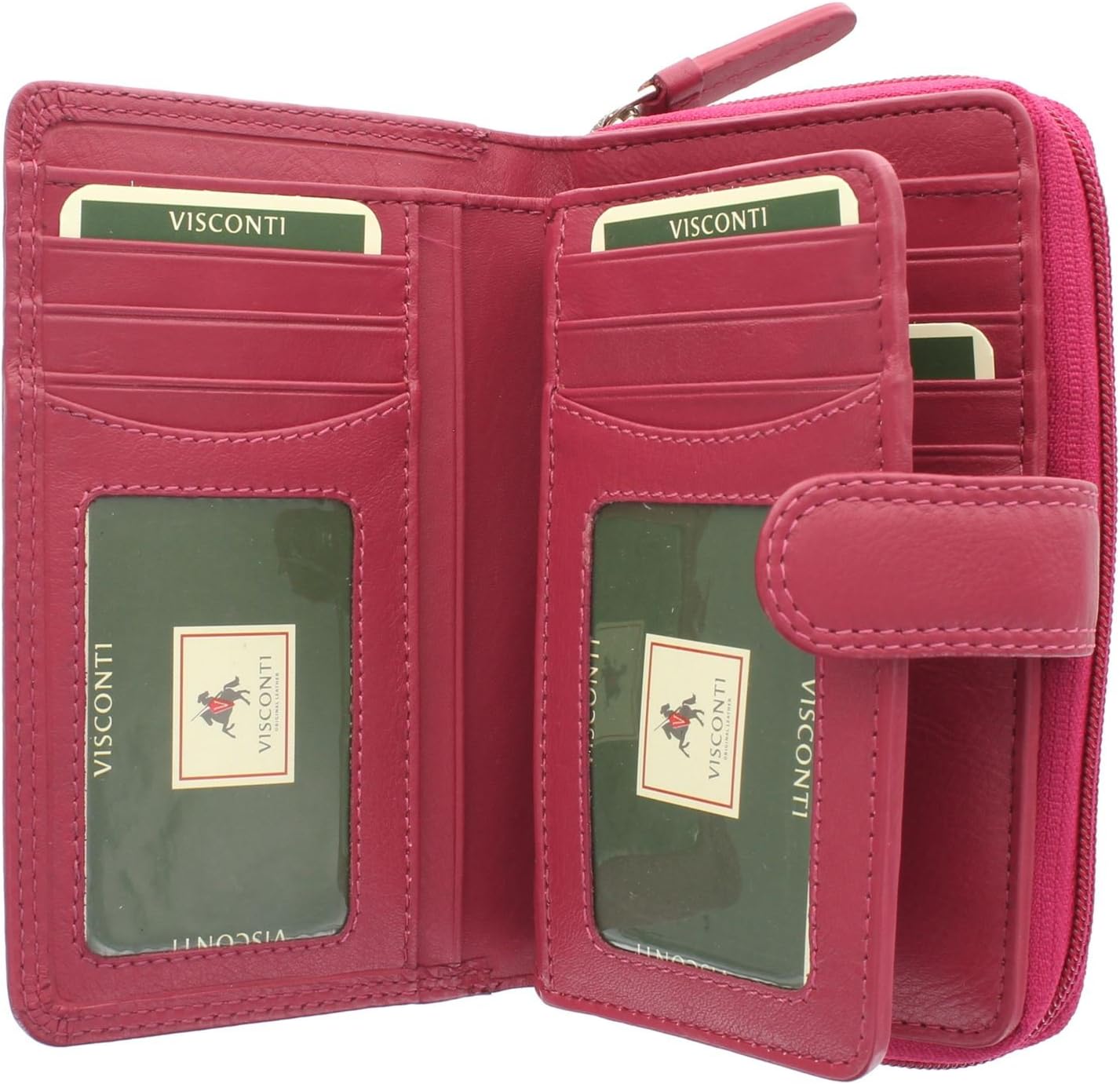 VISCONTI Heritage Collection Madame Leather Purse with Tab Closure RFID Blocking HT33 Fuchsia, standard size