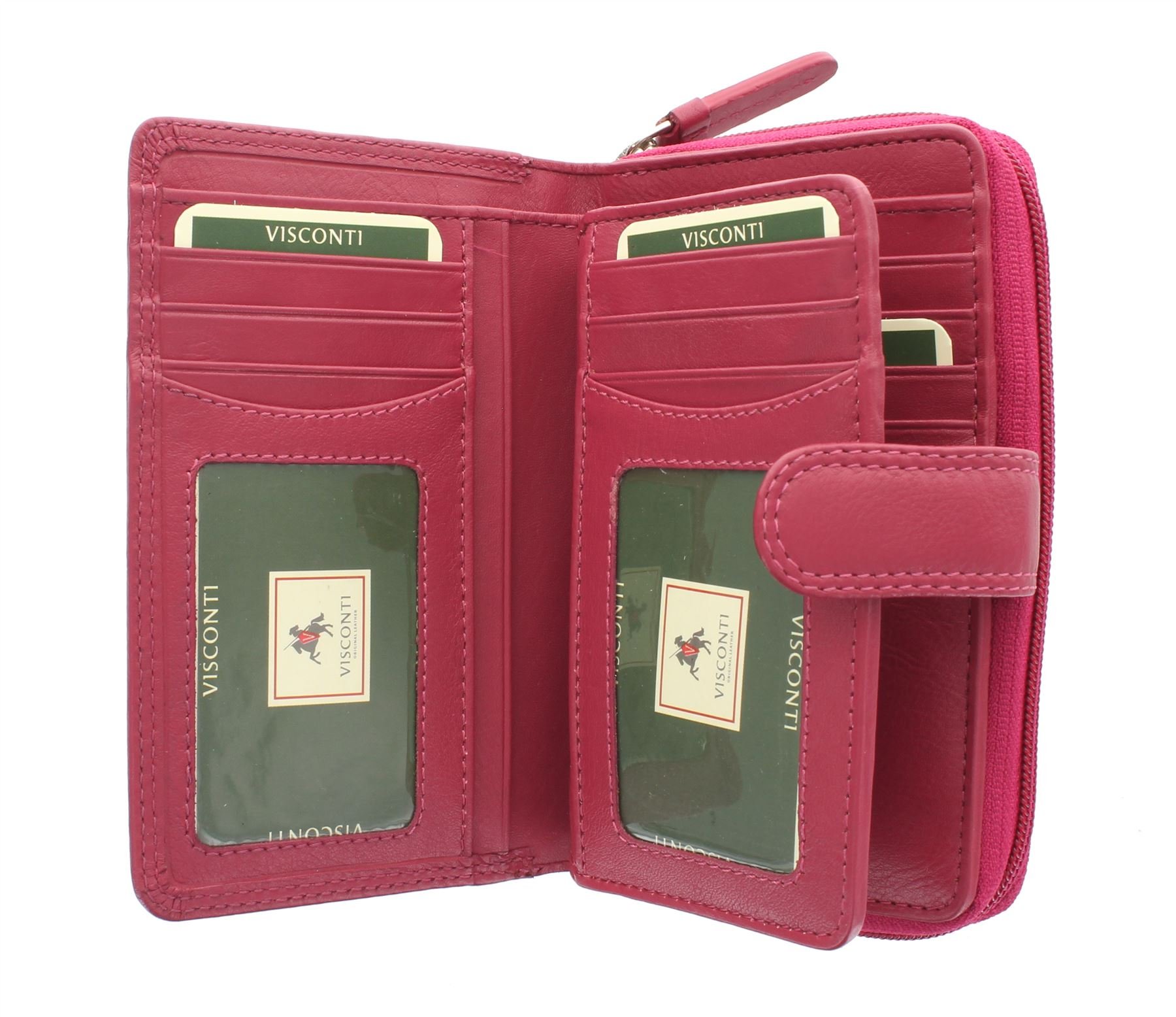 VISCONTI Heritage Collection Madame Leather Purse with Tab Closure RFID Blocking HT33 Fuchsia