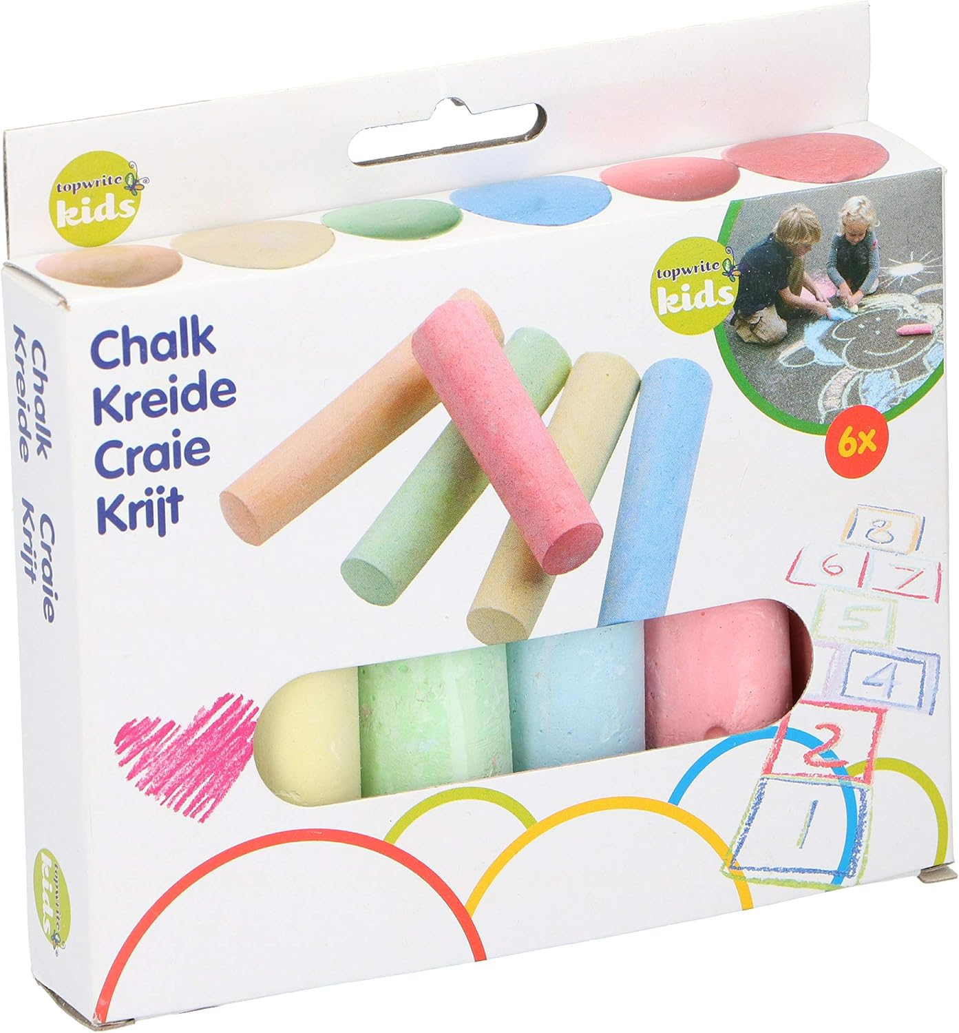 Craie De Rue Eddy Toys - 15 Pièces - 5 Couleurs - Pour Enfants - Facile à Laver