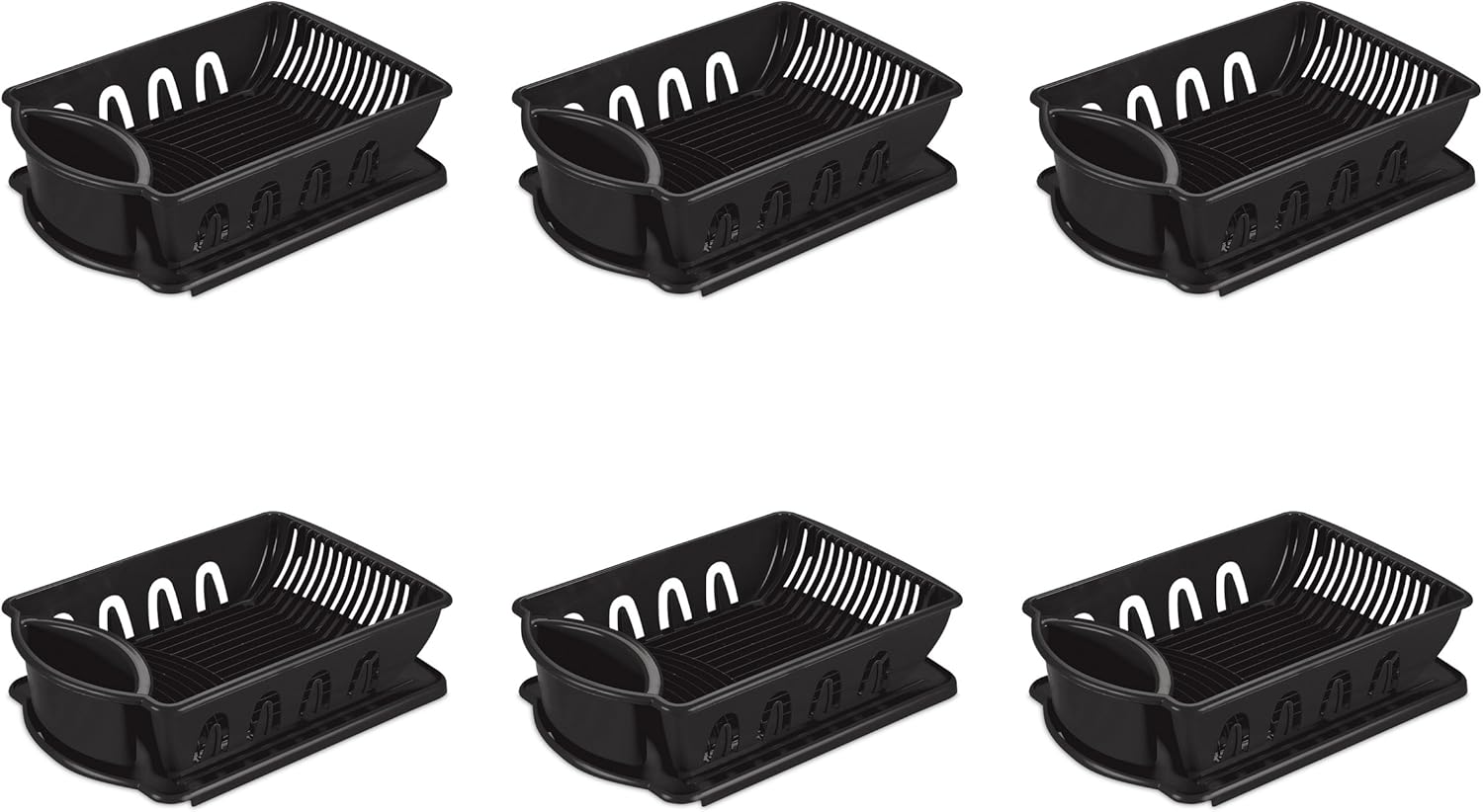 Sterilite 06419006 Large 2-Piece Sink Set, Black, 6-Pack